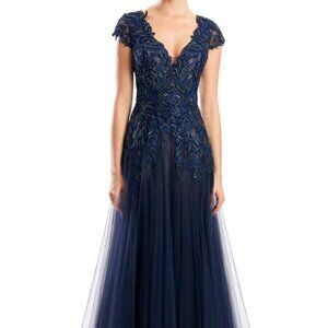 NWT Daymor 1755S23 Tulle Evening Dress Navy Size 8